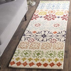 SAFAVIEH Wyndham Collection Area Rug - 6' x 9', Ivory & Multi, Handmade Modern Wool, Ideal for High Traffic Areas in Living Room, Bedroom (WYD319A)