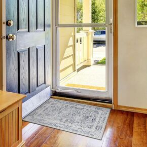 DECOMALL Begonia Machine Washable Area Rugs with Non-Slip Backing, Area Rug for Hallway, Living Room, Bedroom, Kitchen and Laundry Room, Vintage Floral Rug - (Blue 3'6"x5'6")
