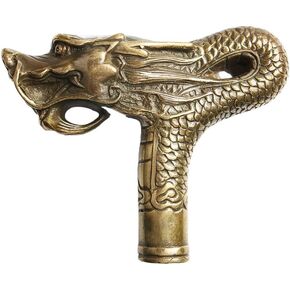 Ximimark 1 PCS Superb China Old Handwork Bronze Dragon Statue Cane Head Walking Stick