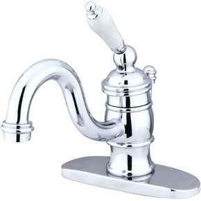 Kingston Brass KB3401PL Victorian 4-Inch Centerset Lavatory Faucet, Polished Chrome with Porcelain Lever Handle