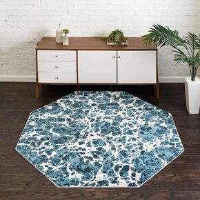 Unique Loom Oasis Collection Area Rug - Breeze (2' x 12' Runner, Blue/ Navy Blue)