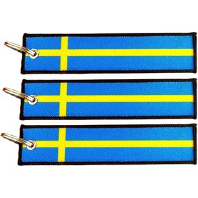 JAVD Sweden Flag Keychain Tag with Key Ring - Keys, Cars, Motorcycles, Backpacks, Luggage and Gifts - EDC (3 Pack)