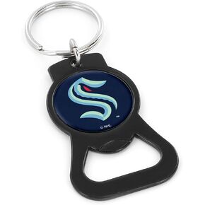 Aminco NHL Seattle Kraken NHL Seattle Kraken (Black) Bottle Opener Keychain, Black, One Size