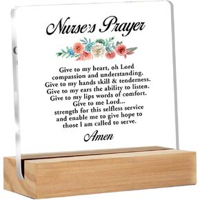 Nurse Gifts for Women - Nurses Gifts Ideas - Gifts for Nurses - Nursing Gifts Inspirational Gifts for Nurses - Nurse's Prayer Clear Desk Sign Decor Home Office Desk Decor (4 x 4 Inches)