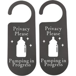 CENWA 2 Pcs Privacy Please Pumping in Progress Door Hanger Pumping Privacy Door Hanger Breastfeeding Sign Nursing Sign (Pumping in Progress)