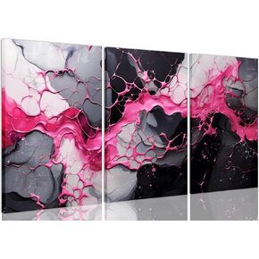 Framed Pink Abstract Wall Art for Living Room Set of 3 - Modern Elegance Picture Print Canvas Posters Wall Decor, Colorful Marble Art for Bedroom, Office, Home Decor 12x16inch