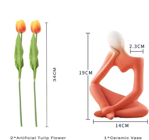 Thinker Ceramic Vase, Abstract Vase Sculpture Figure for Home Decor, Simple and Elegant Creative Vase Bookshelf Decor in Kuwait