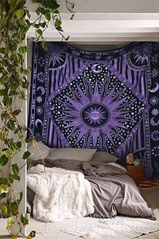 تم إطلاقها حديثًا من Hippie Mandala Sun and Moon Maditation، نسيج صغير معلق على الحائط - بطانية شاطئ هندية أرجوانية حرق الشمس ونجوم مخدرة مشهورة، مقاس 54 × 60 بوصة in Saudi Arabia