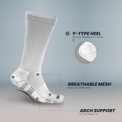 Layer 8 Ultimate Comfort Men's Athletic Cushioned Crew Socks |Ideal for Sports, Gym, Hiking & Everyday Wear in Saudi Arabia