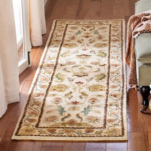 SAFAVIEH Bergama Collection 2'3" x 8' Ivory / Ivory BRG161B Handmade Oriental Premium Wool Runner Rug in Saudi Arabia
