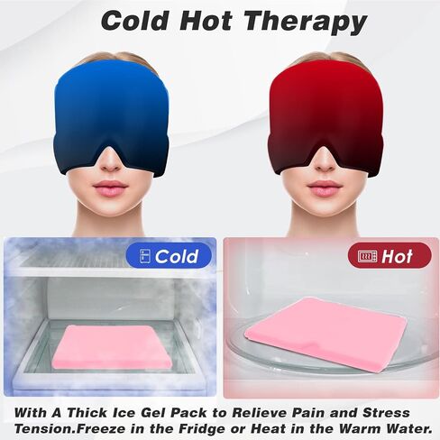 Headache Relief Hat for Migraine, Headache Migraine Relief Cap for Tension Headache Migraine Relief, One Size Fits All Headache Cap with Reusable Ice Gel Pack for Puffy Eyes, Stress Relief (Black) in Saudi Arabia