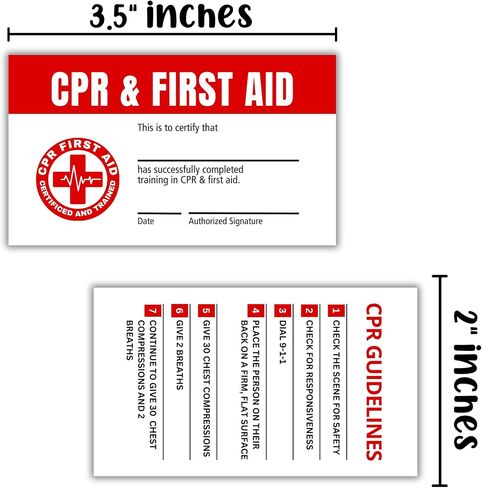 بطاقة المحفظة المعتمدة للإسعافات الأولية CPR | 30 قطعة من الورق المقوى مقاس 2 × 3.5 بوصة، تعليمات، نصائح، دليل الجيب، جهات الاتصال في حالات الطوارئ، مدرب الفصل in Saudi Arabia