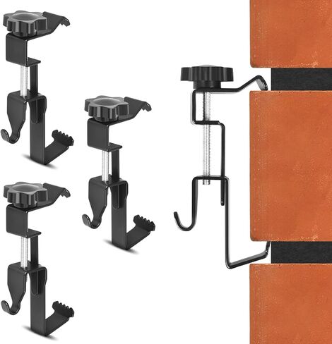 مشابك قرميد KOLAKO، 4 خطافات قرميد للتعليق بدون حفر شماعات قرميد خارجية شديدة التحمل ومشابك قرميد قابلة للتعديل لارتفاع 1-3/4 بوصة إلى 2-3/4 بوصة، من الفولاذ المقاوم للصدأ، أسود in Kuwait