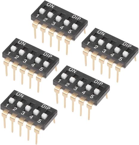 5 قطع من Uxcell مفتاح DIP أسود أفقي 1-5 مواضع 2.54 مم للوحة توصيل الدوائر PCB in Saudi Arabia