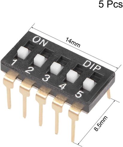 5 قطع من Uxcell مفتاح DIP أسود أفقي 1-5 مواضع 2.54 مم للوحة توصيل الدوائر PCB in Saudi Arabia