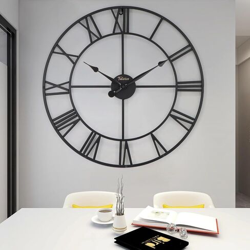 Large 16In Wall Clock,Vintage Farmhouse Wall Decor,Boho Metal Wall Art,Home Decor for Living Room, Kitchen,Bedroom, Office,Suitable for Room Decor&Wall Decor in Saudi Arabia