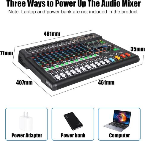 XF8 Professional Audio Mixer Sound Board Console Desktop System Interface 8 Channel Digital USB Bluetooth MP3 Computer Input 48V Phantom Power Supply Built-in 99 Reverb Effect (XF8) in Saudi Arabia