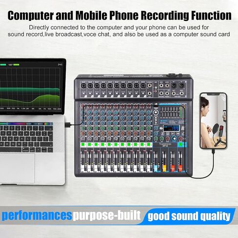 XF8 Professional Audio Mixer Sound Board Console Desktop System Interface 8 Channel Digital USB Bluetooth MP3 Computer Input 48V Phantom Power Supply Built-in 99 Reverb Effect (XF8) in Saudi Arabia