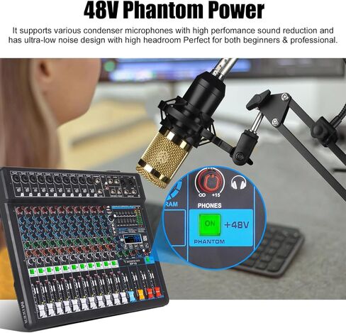 XF8 Professional Audio Mixer Sound Board Console Desktop System Interface 8 Channel Digital USB Bluetooth MP3 Computer Input 48V Phantom Power Supply Built-in 99 Reverb Effect (XF8) in Saudi Arabia