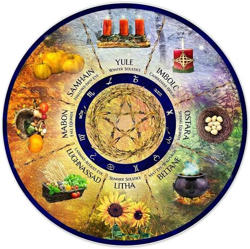 All Over Printed Wheel Of The Year Metal Sign Yule Altar Pagan Witch Sign, Wiccan Holidays,Celestial Sign,Vintage tin Sign 12 inch in Saudi Arabia