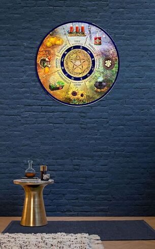 All Over Printed Wheel Of The Year Metal Sign Yule Altar Pagan Witch Sign, Wiccan Holidays,Celestial Sign,Vintage tin Sign 12 inch in Saudi Arabia