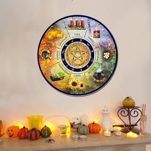 All Over Printed Wheel Of The Year Metal Sign Yule Altar Pagan Witch Sign, Wiccan Holidays,Celestial Sign,Vintage tin Sign 12 inch in Saudi Arabia