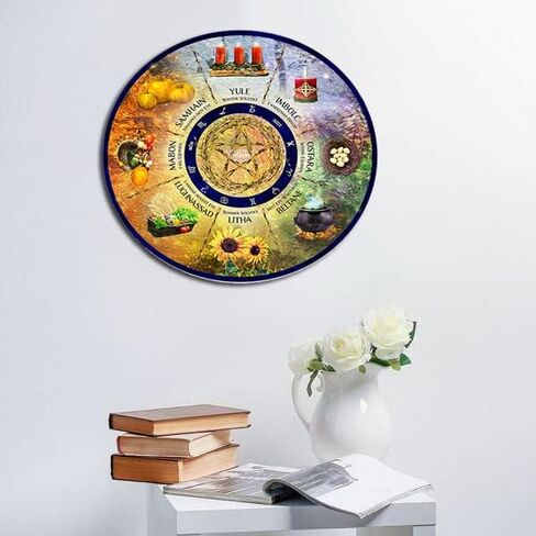 All Over Printed Wheel Of The Year Metal Sign Yule Altar Pagan Witch Sign, Wiccan Holidays,Celestial Sign,Vintage tin Sign 12 inch in Saudi Arabia