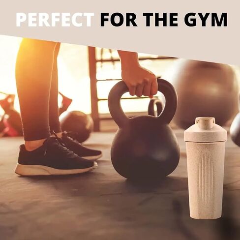 Eco-Friendly Shaker Bottle w/Mixer Ball, 20 oz (600ml) | BPA Free, Wheat Straw | Protein Shakes, Smoothies in Saudi Arabia