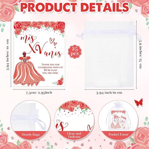 Maxcheck 25 مجموعة من هدايا حفلات Quinceanera للضيوف، فتاحة زجاجات على شكل قلب وردي، 15 مغناطيس ثلاجة، بطاقة شكر لضيوف حفلة Quinceanera، هدية تذكارية للفتيات بعمر 15 عامًا (وردي) in Saudi Arabia