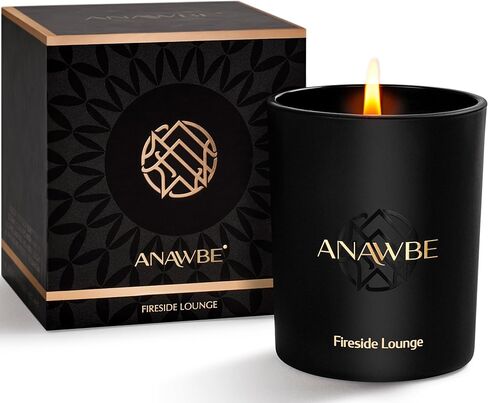 شمعة معطرة من Fireside Lounge، شموع معطرة أنيقة للرجال، شموع الصويا للمنزل، شموع سوداء، وعاء شموع فاخر وصندوق هدايا، احتراق طويل لمدة 45 ساعة، شمعة رجالية ممتازة in Kuwait
