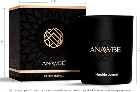 شمعة معطرة من Fireside Lounge، شموع معطرة أنيقة للرجال، شموع الصويا للمنزل، شموع سوداء، وعاء شموع فاخر وصندوق هدايا، احتراق طويل لمدة 45 ساعة، شمعة رجالية ممتازة in Kuwait