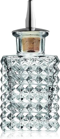 Cocktail Bitters Bottle - Vintage Square Glass Design with Cork and Stainless Steel Dasher Top - 3-ounces Professional Bar Set Accessory Tool for Making Craft Cocktails (1) in Saudi Arabia