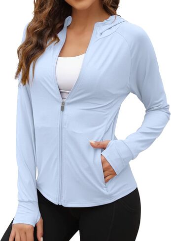 We1Fit Women's UPF 50+ Sun Protection Jacket Zip Up Hoodie Lightweight Shirts for Workout in Saudi Arabia