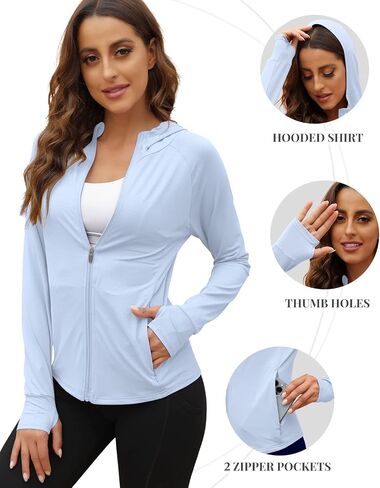 We1Fit Women's UPF 50+ Sun Protection Jacket Zip Up Hoodie Lightweight Shirts for Workout in Saudi Arabia
