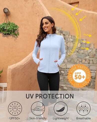We1Fit Women's UPF 50+ Sun Protection Jacket Zip Up Hoodie Lightweight Shirts for Workout in Saudi Arabia