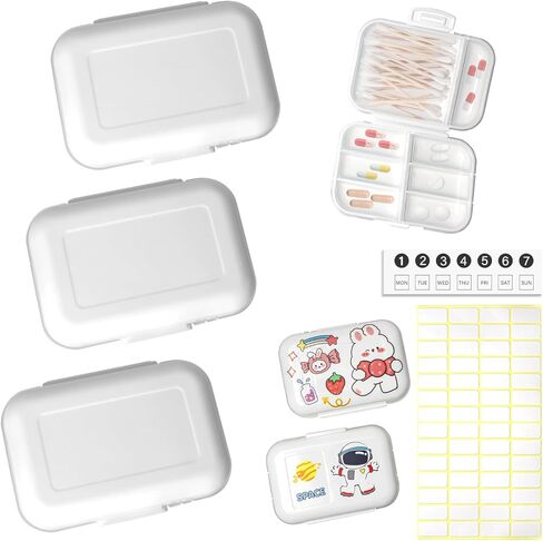 3 عبوات منظم حبوب منع الحمل للسفر 8 حجرات، علبة حبوب منع الحمل المحمولة، موزع حبوب منع الحمل، صندوق حبوب منع الحمل اليومي لحمل الفيتامينات، حاوية حبوب صغيرة لمنظم الأدوية في محفظة الجيب in Kuwait