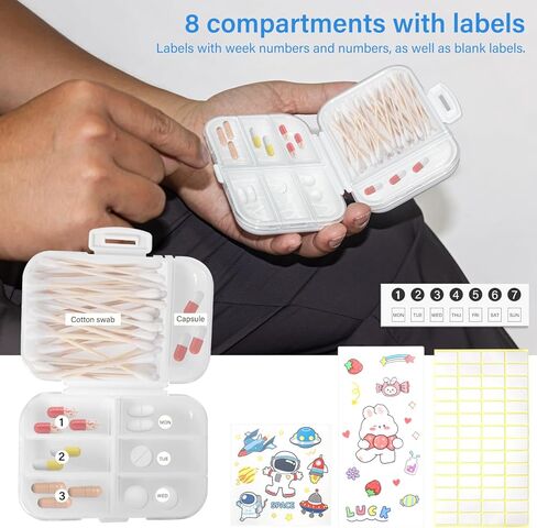 3 عبوات منظم حبوب منع الحمل للسفر 8 حجرات، علبة حبوب منع الحمل المحمولة، موزع حبوب منع الحمل، صندوق حبوب منع الحمل اليومي لحمل الفيتامينات، حاوية حبوب صغيرة لمنظم الأدوية في محفظة الجيب in Kuwait