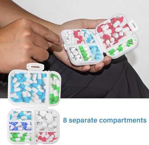 3 عبوات منظم حبوب منع الحمل للسفر 8 حجرات، علبة حبوب منع الحمل المحمولة، موزع حبوب منع الحمل، صندوق حبوب منع الحمل اليومي لحمل الفيتامينات، حاوية حبوب صغيرة لمنظم الأدوية في محفظة الجيب in Kuwait