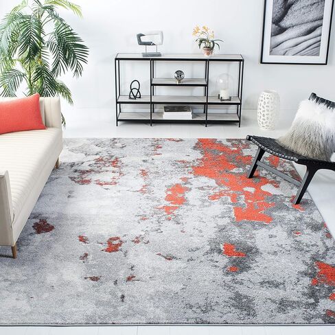SAFAVIEH Adirondack Collection Area Rug - 6' x 9', Orange & Grey, Modern Abstract Design, Non-Shedding & Easy Care, Ideal for High Traffic Areas in Living Room, Bedroom (ADR134P) in Saudi Arabia