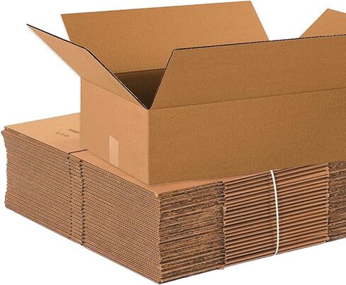 صناديق شحن BOX USA مسطحة مقاس 20 بوصة طول × 14 بوصة عرض × 6 بوصة ارتفاع، 25 عبوة | صندوق من الورق المقوى المموج للتعبئة والنقل والتخزين in Saudi Arabia