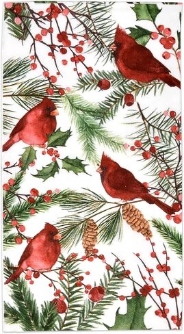 100 Christmas Cardinal Guest Napkins Disposable Paper Red Cardinal Bird with Greenery Dinner Hand Napkin Towel for Home Kitchen Bathroom Powder Room Wedding Winter Holiday Xmas Party Decorative Towels in Saudi Arabia