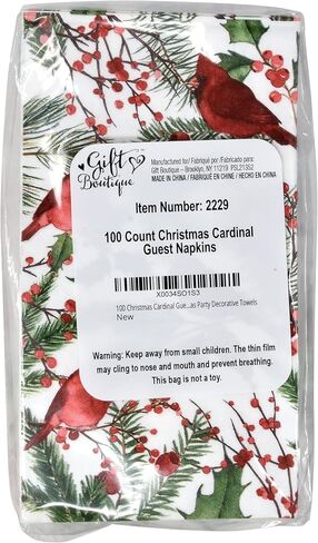 100 Christmas Cardinal Guest Napkins Disposable Paper Red Cardinal Bird with Greenery Dinner Hand Napkin Towel for Home Kitchen Bathroom Powder Room Wedding Winter Holiday Xmas Party Decorative Towels in Saudi Arabia