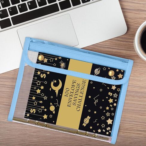 100 مغلف تحديات توفير المال كتاب مع مغلفات، تحدي 100 يوم توفير المال الميزانية الموثق لتوفير النقد، عملية تحفيزية لتوفير 5050،10،100، 10،000، 500 (أسود) in Kuwait