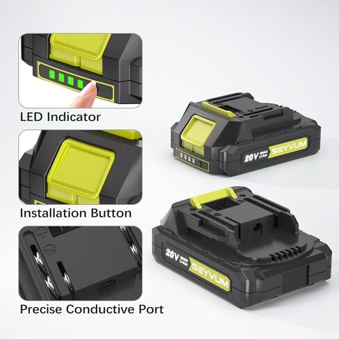 SEYVUM 20V MAX 2.0 Ah Lithium-Ion Battery-Pack, Rechargeable Replacement Battery, for All 20V Cordless Power Tools in Saudi Arabia