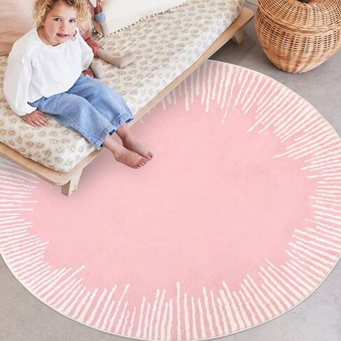 Modern Abstract Area Rug 5Ft Round Chic Sunshine Rug Nonslip Bedroom Carpet for Kids Living Room Sun Floor Mat Circle Throw Rug for Indoor Home Decor, 5.2Ft, Yellow in Saudi Arabia