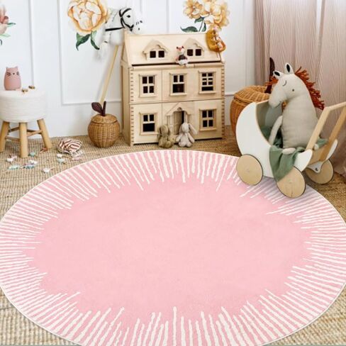 Modern Abstract Area Rug 5Ft Round Chic Sunshine Rug Nonslip Bedroom Carpet for Kids Living Room Sun Floor Mat Circle Throw Rug for Indoor Home Decor, 5.2Ft, Yellow in Saudi Arabia