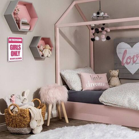 No Boys Allowed Sign for Girls, Girls Only Sign for Bedroom Door, Funny Metal No Trespassing Sign for Girls Cave Room, Bedroom and Dorm Door Wall Decor Gift, 8 x 12 inch in Saudi Arabia