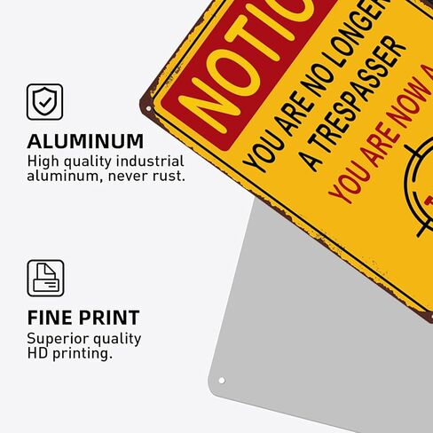 لافتة مضحكة لمنع التعدي على ممتلكات الغير، لم تعد متعديًا - أنت الآن علامة تحذيرية من الألومنيوم لتزيين الحائط in Kuwait