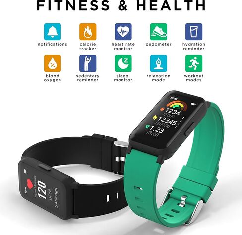 Smart Watch Fitness Tracker - 1.47" Touch Screen, IP68 Water Resistant, Heart Rate Monitor, Activity Tracker, GPS, 96 Sports Modes, 100+ Watch Faces, Pedometer, Android & iOS, 10-Day Battery, Warranty in Saudi Arabia
