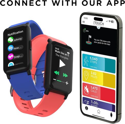Smart Watch Fitness Tracker - 1.47" Touch Screen, IP68 Water Resistant, Heart Rate Monitor, Activity Tracker, GPS, 96 Sports Modes, 100+ Watch Faces, Pedometer, Android & iOS, 10-Day Battery, Warranty in Saudi Arabia